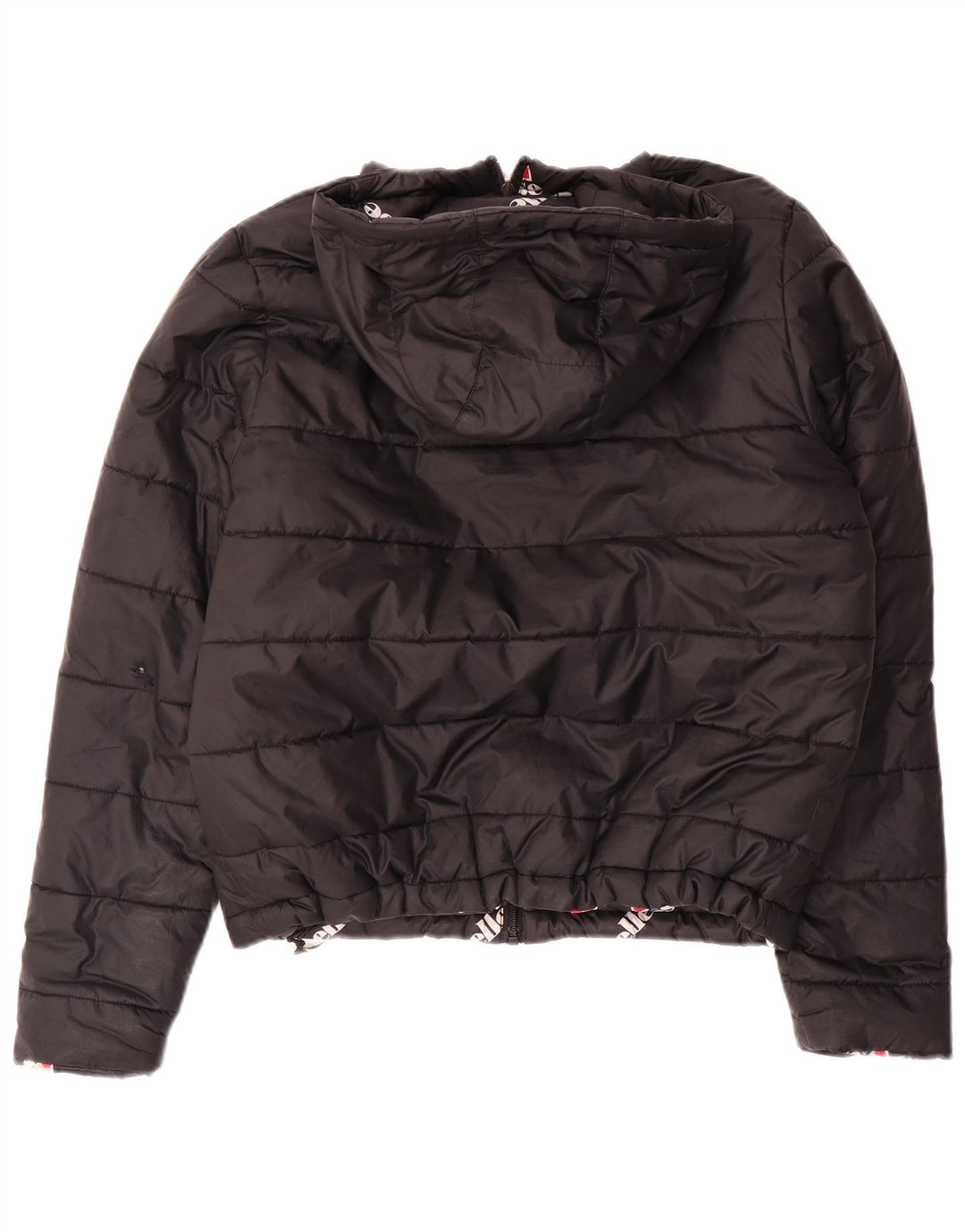 Женская двусторонняя стеганая куртка оверсайз с капюшоном Ellesse UK 8, маленькая черная