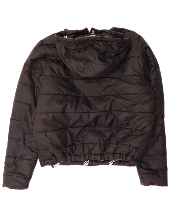 Женская двусторонняя стеганая куртка оверсайз с капюшоном Ellesse UK 8, маленькая черная