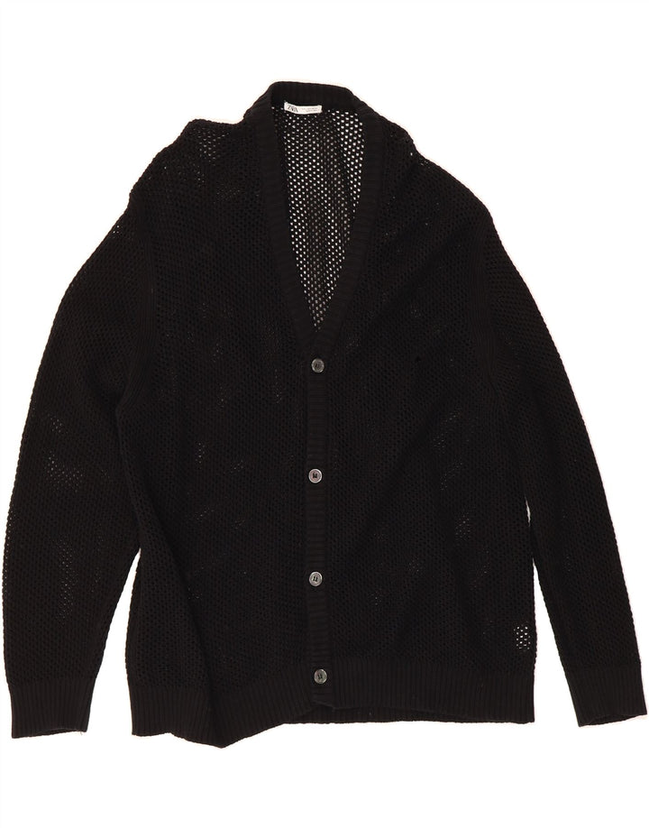 ZARA Womens Oversized Cardigan Sweater UK 16 Large Black Cotton Vintage Zara and Second-Hand Zara from Messina Hembry 
