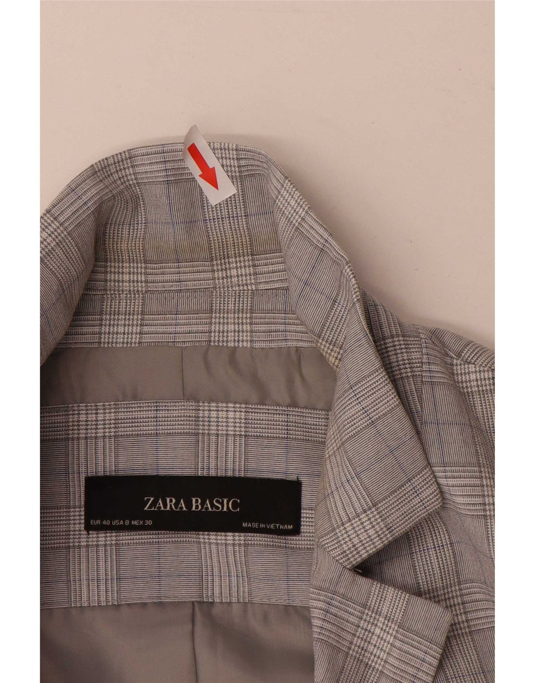 Женский пиджак на 1 пуговице Zara EU 40, средний серый с узором «гусиные лапки»