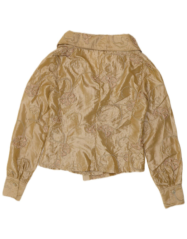 Женская укороченная блузка-рубашка Naracamicie UK 12, средний бежевый цветочный полиэстер