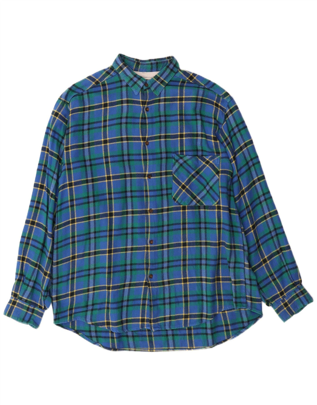 VINTAGE Mens Flannel Shirt XL Blue Check