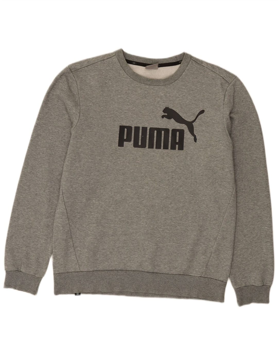 Мужской свитшот с рисунком Puma, хлопковый джемпер среднего серого цвета в крапинку