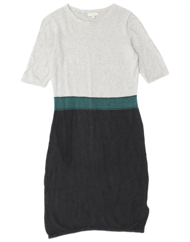 Женское платье-джемпер с короткими рукавами HOBBS, Великобритания, 10 шт., маленькое серое, шелковое с цветными блоками