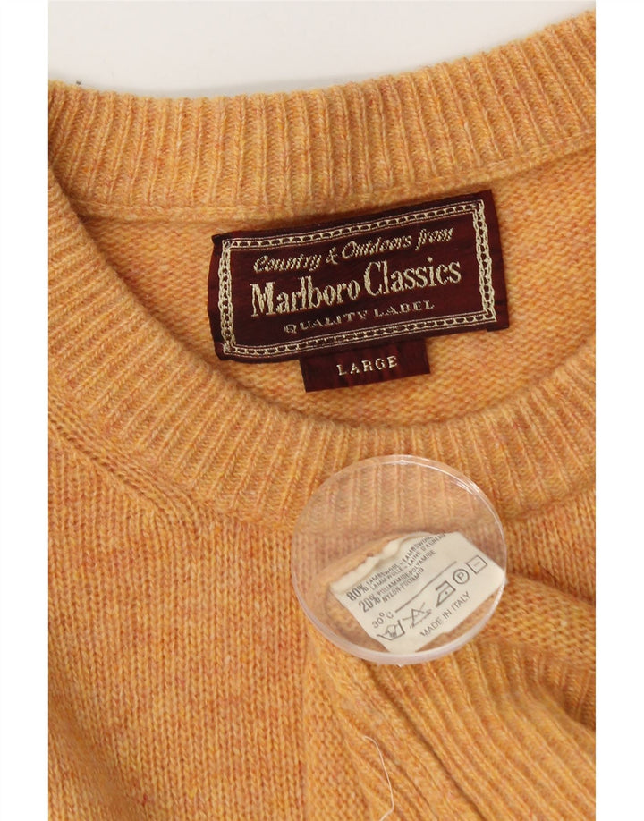 Мужской джемпер с круглым вырезом Marlboro Classics, большой оранжевый шерстяной свитер