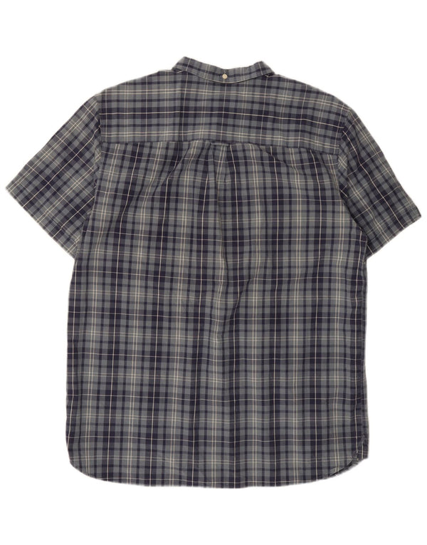 Мужская рубашка стандартного кроя с короткими рукавами Lyle & Scott XL, синяя хлопковая клетка в клетку