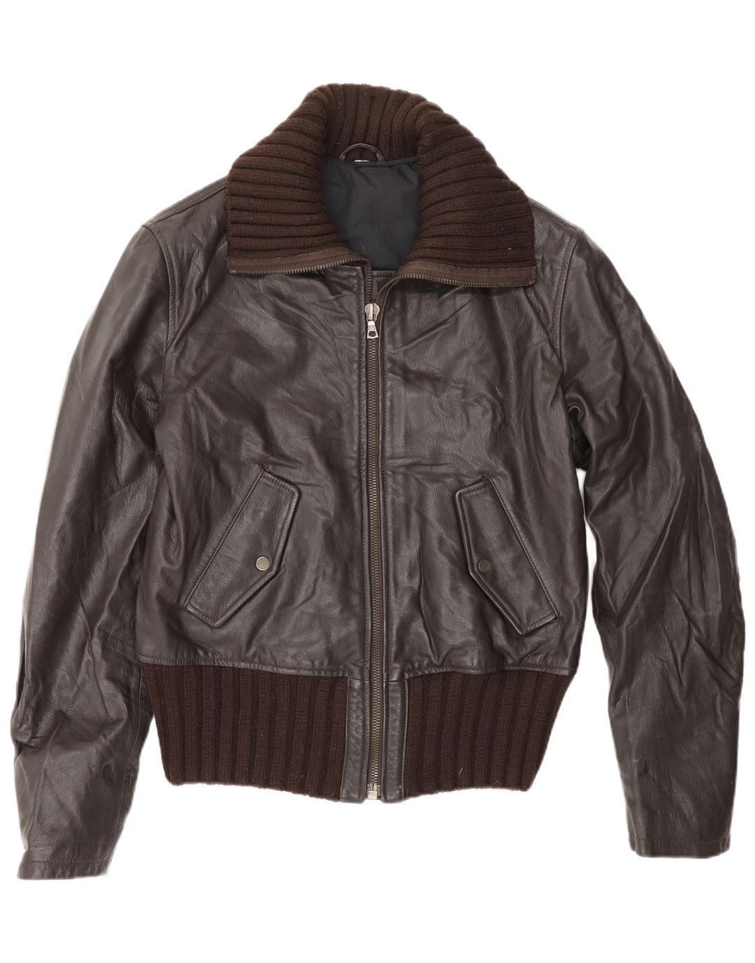 Мужская кожаная куртка-бомбер Gazzarrini IT 50Large, черная кожа