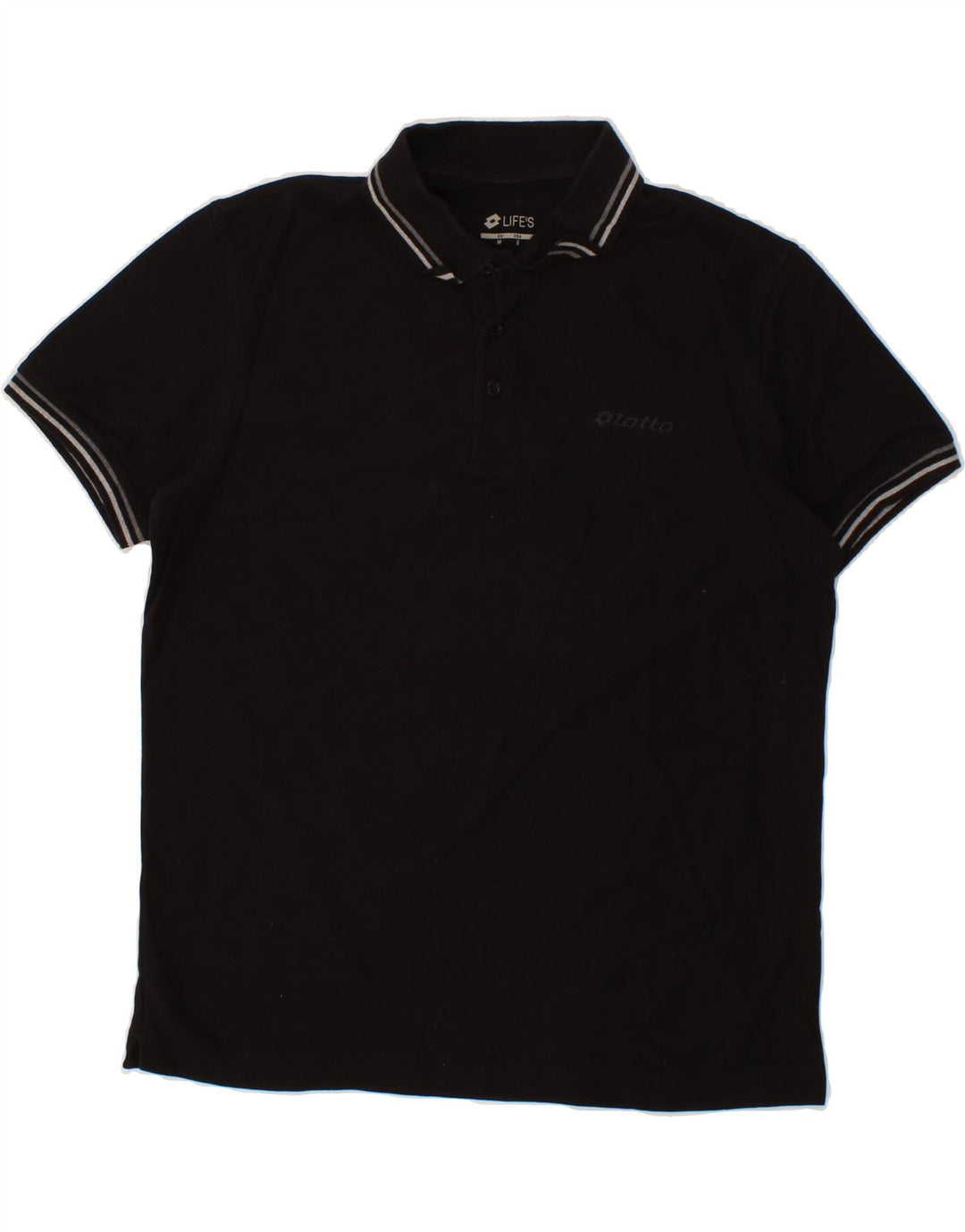 LOTTO Mens Polo Shirt Medium Black Cotton Vintage Lotto and Second-Hand Lotto from Messina Hembry 