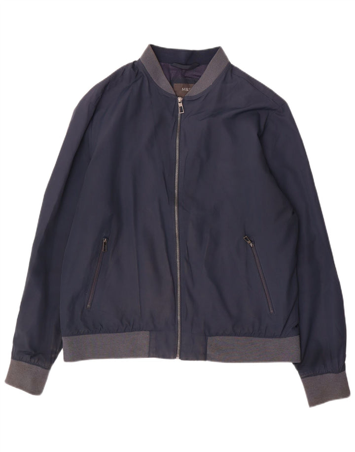 Мужская куртка-бомбер Marks & Spencer UK 40, большая темно-синяя, полиэстер