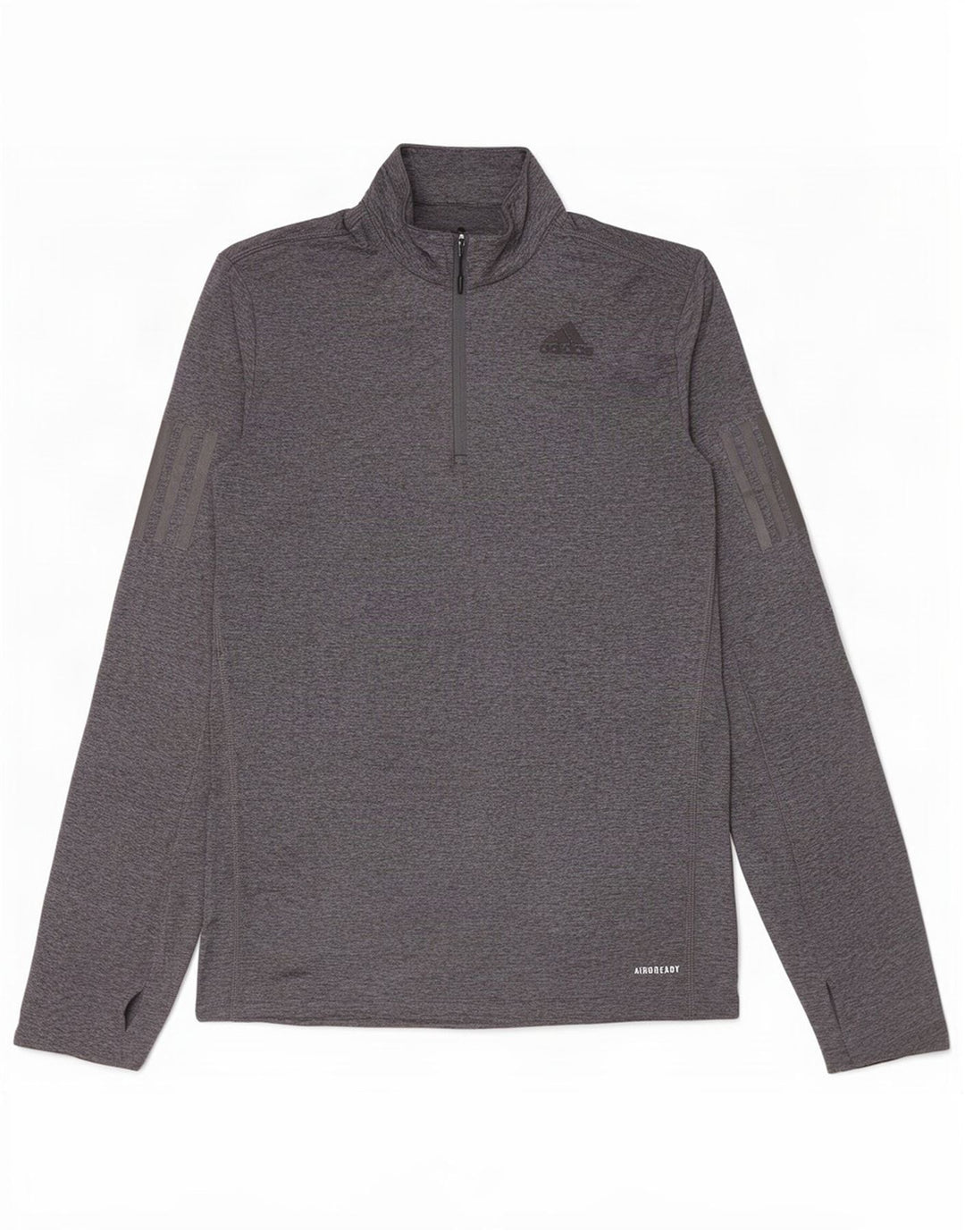 Мужской топ Adidas Aeroready с воротником на молнии и длинными рукавами, маленький серый полиэстер с крапинками