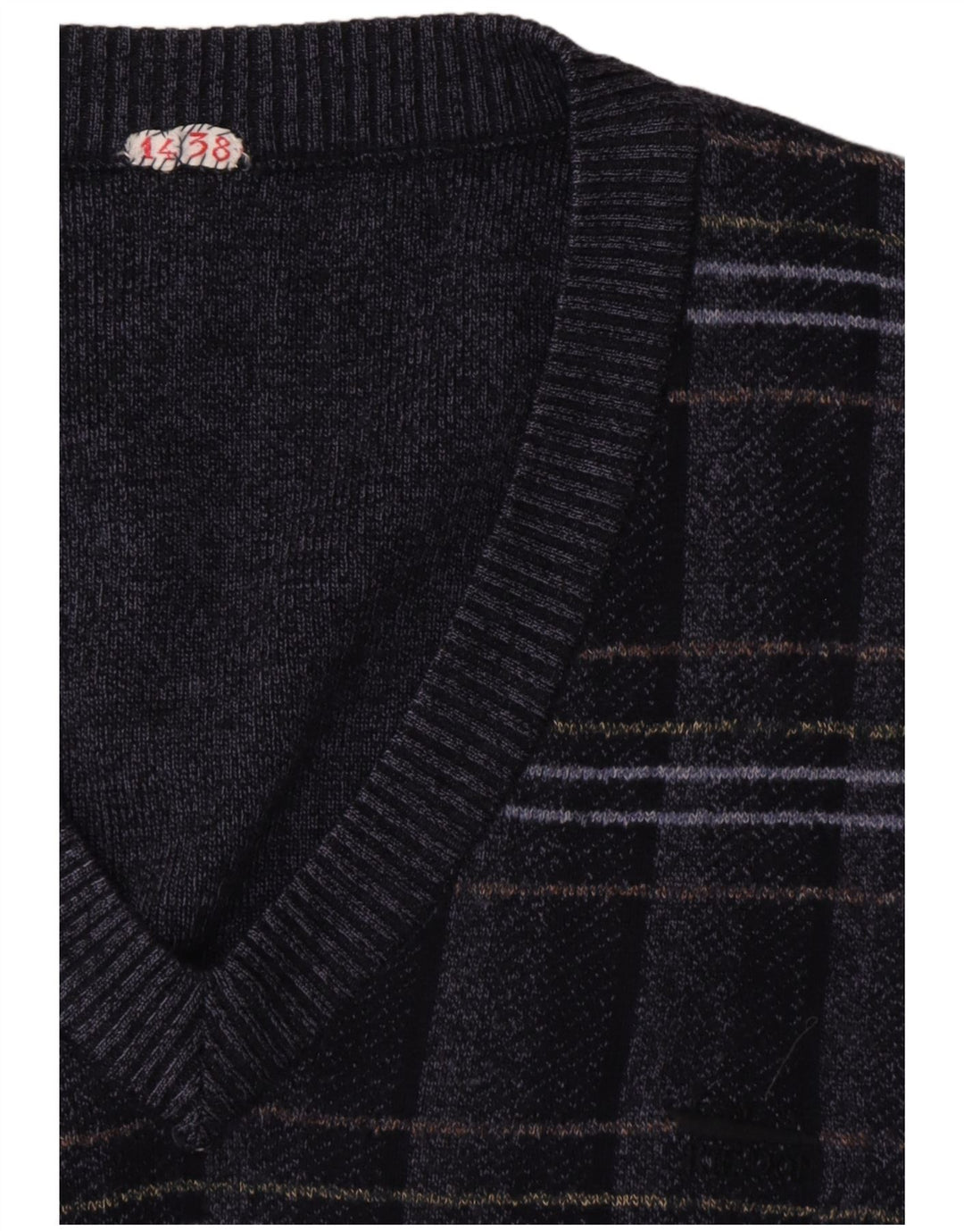 ВИНТАЖНАЯ мужская майка-майка, большая темно-синяя с геометрическим узором