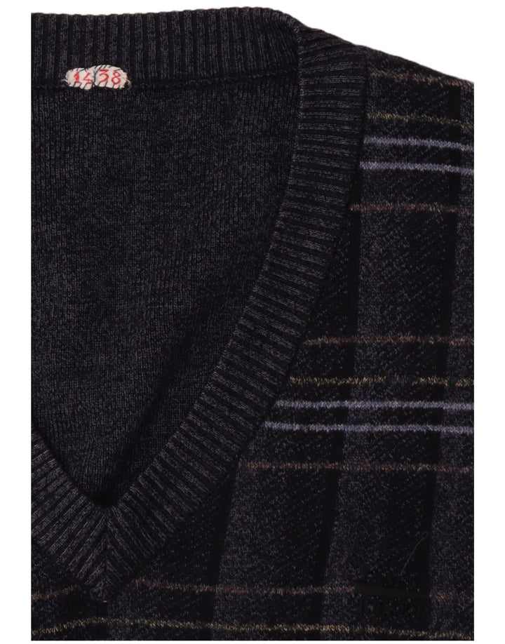 ВИНТАЖНАЯ мужская майка-майка, большая темно-синяя с геометрическим узором