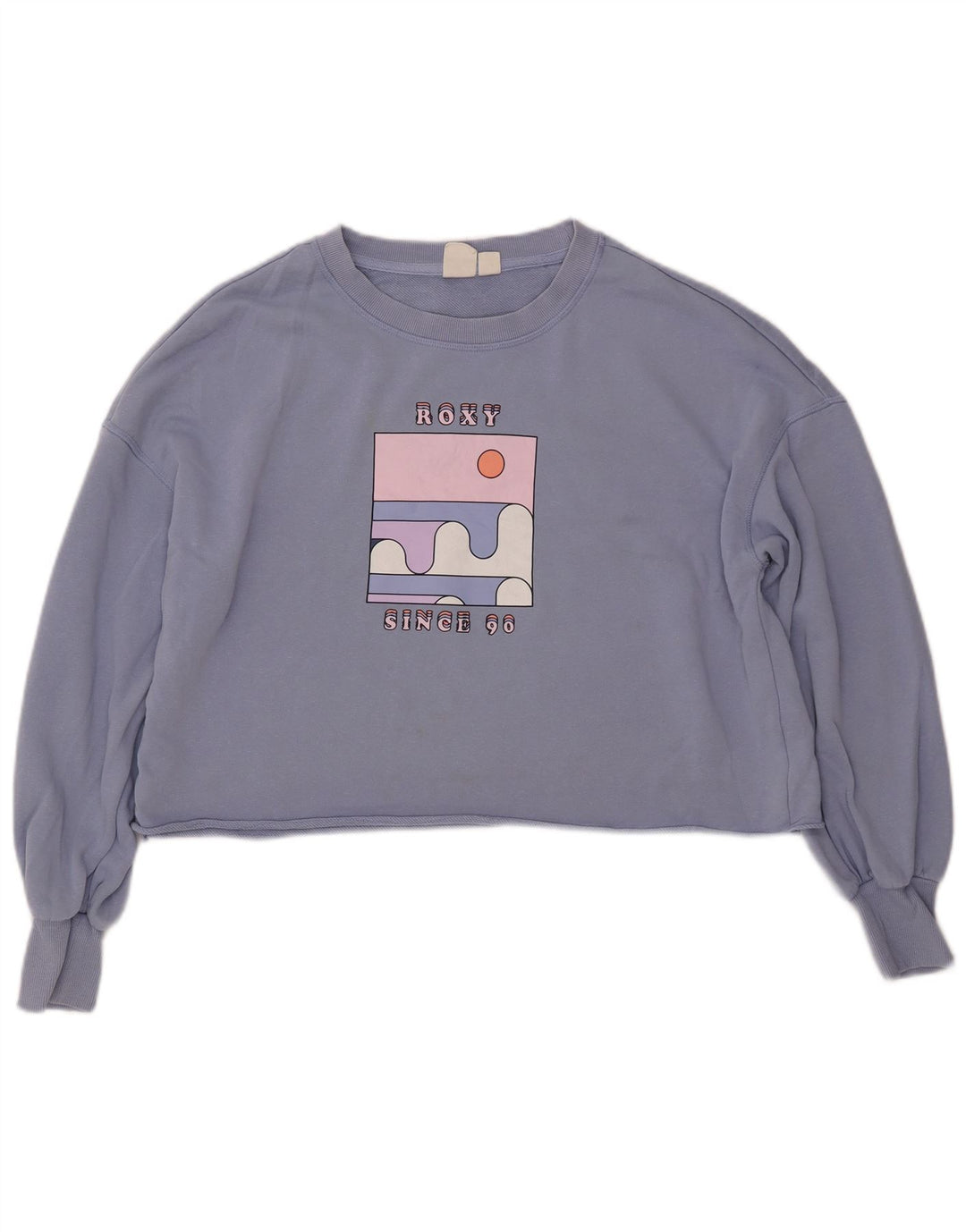 Женский укороченный свитшот оверсайз с рисунком ROXY, Великобритания 16, большой синий цвет