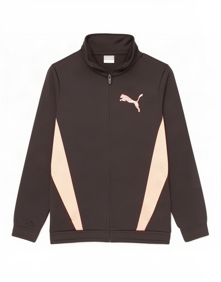 Спортивный костюм Puma для мальчиков с графическим рисунком, верхняя куртка 9–10 лет, черный с цветными блоками