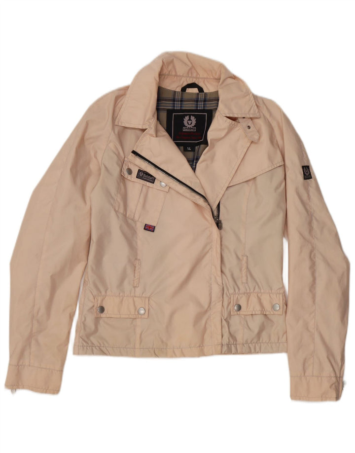 Байкерская куртка Belstaff для девочек 13–14 лет, розовая нейлоновая