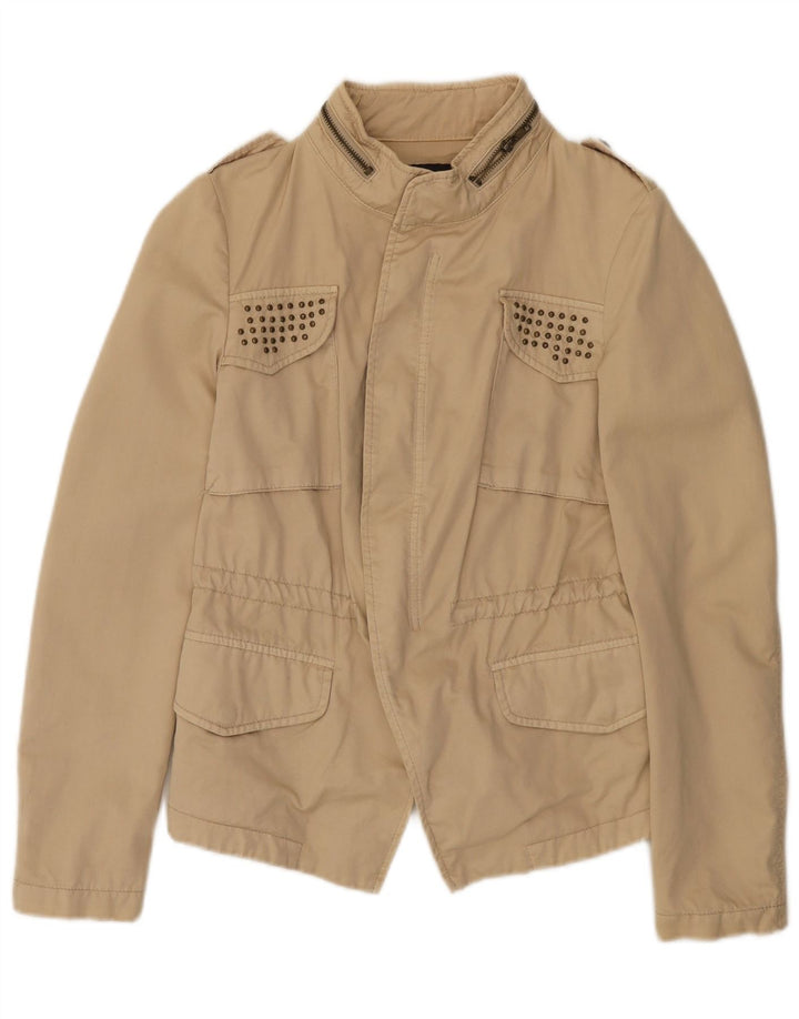 Женская куртка Zara UK 36, маленькая, бежевый, хлопок