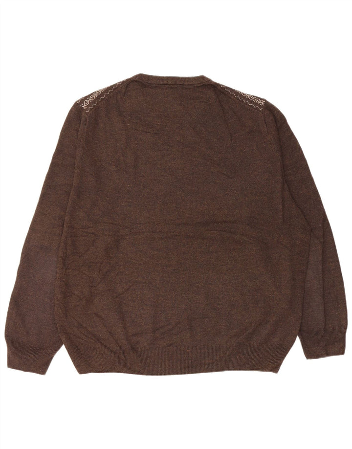 Мужской джемпер с круглым вырезом Dockers XL, коричневый, акрил с жаккардовым узором