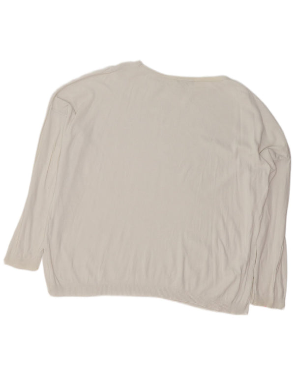 Женский свободный джемпер с вырезом «лодочка» BENETTON UK 14, средний белый