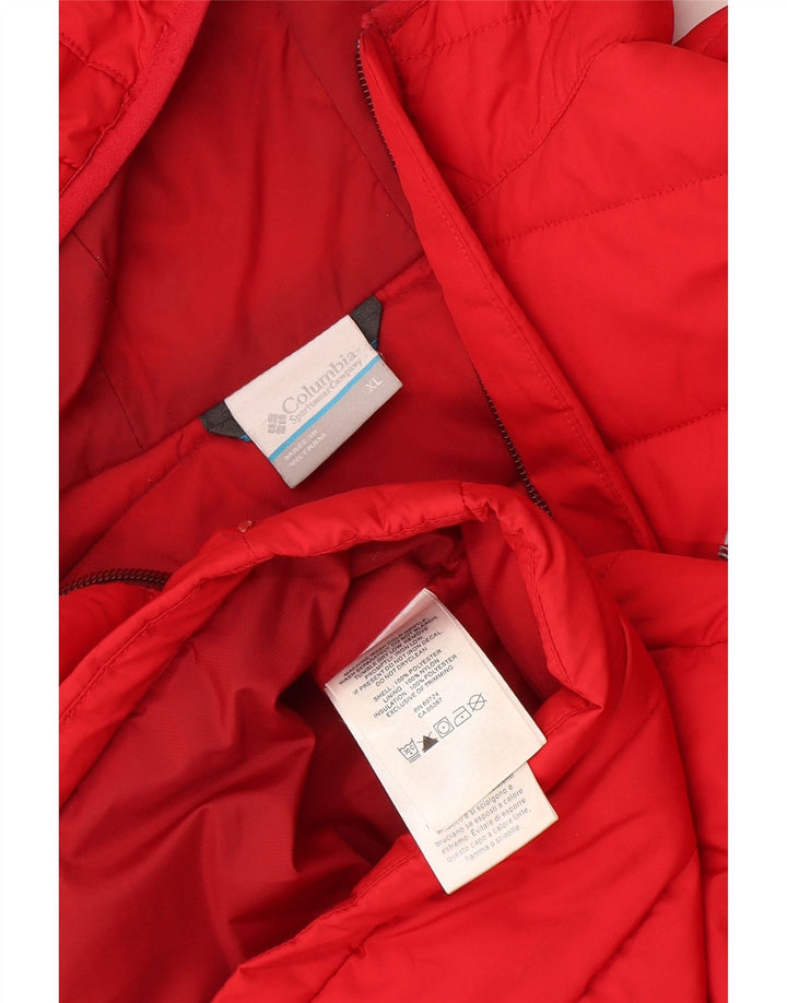 Женская утепленная куртка Columbia с капюшоном UK 18 XL, красный полиэстер