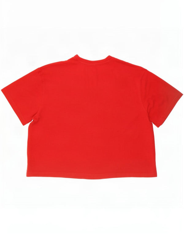Женская укороченная футболка оверсайз с рисунком Adidas, Великобритания, 28/30, 3XL, красный хлопок