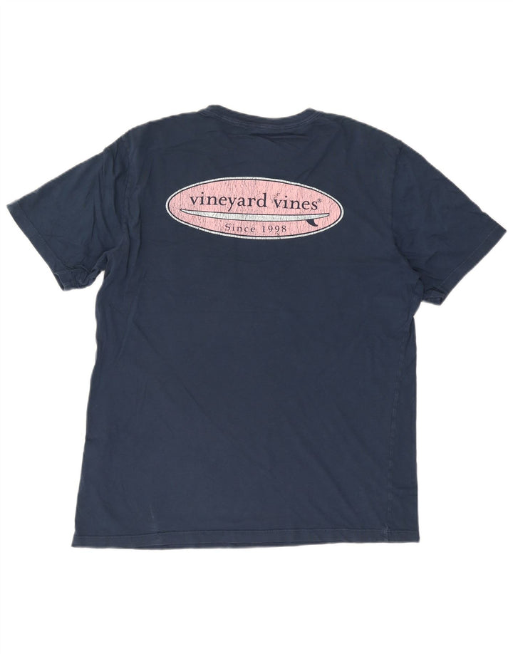 Мужская футболка с рисунком Vineyard Vines, топ среднего размера, темно-синий, хлопок