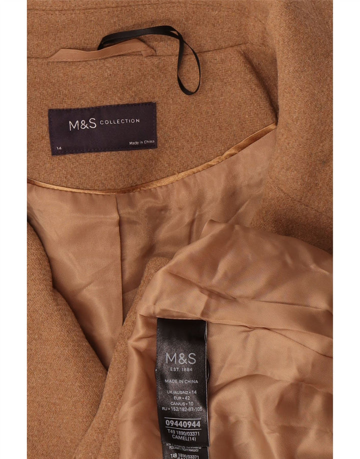 Женское бушлат оверсайз Marks & Spencer UK 14, большой, бежевый, шерстяной