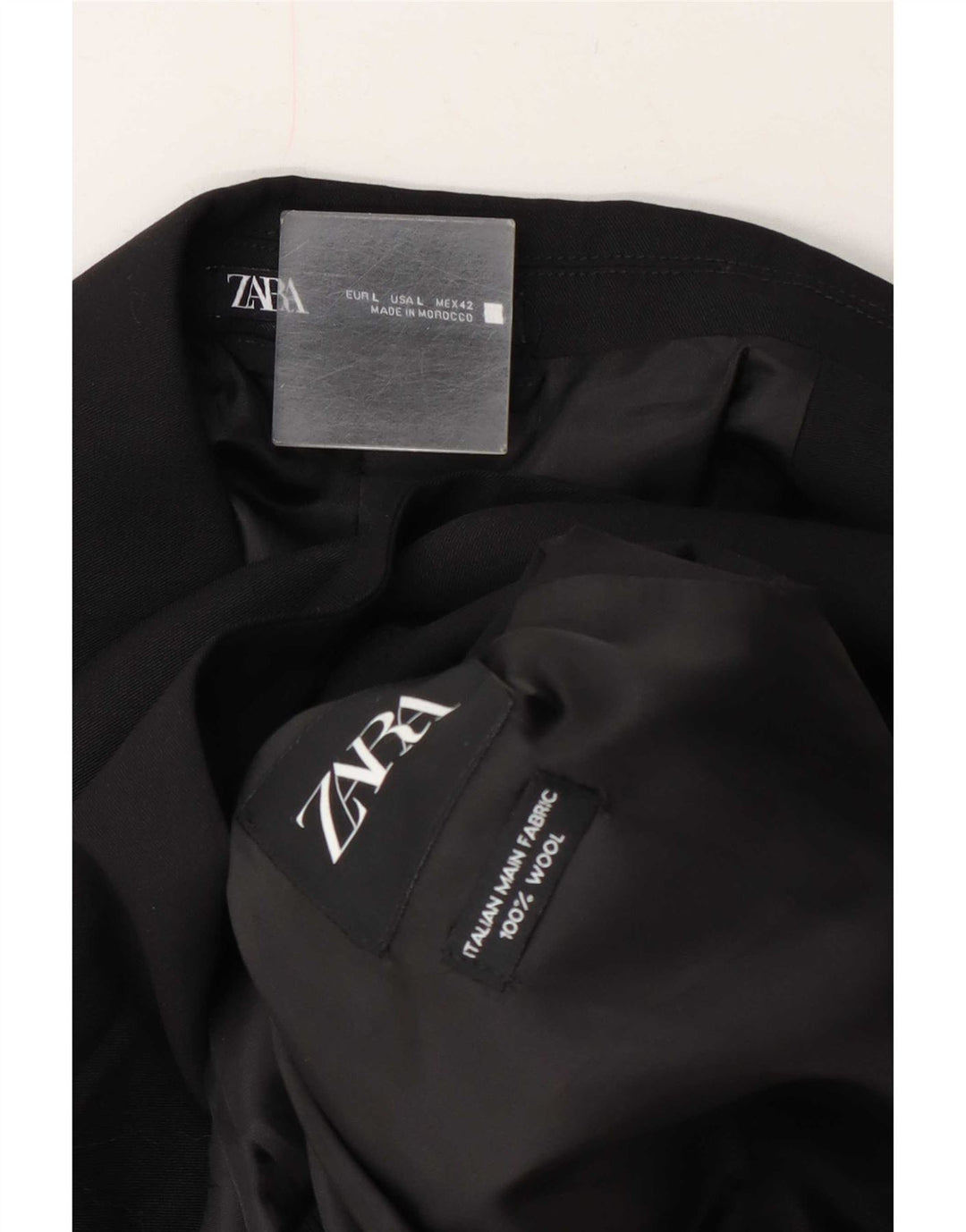 Мужской пиджак Zara на 2 пуговицах UK 40, большая черная шерсть