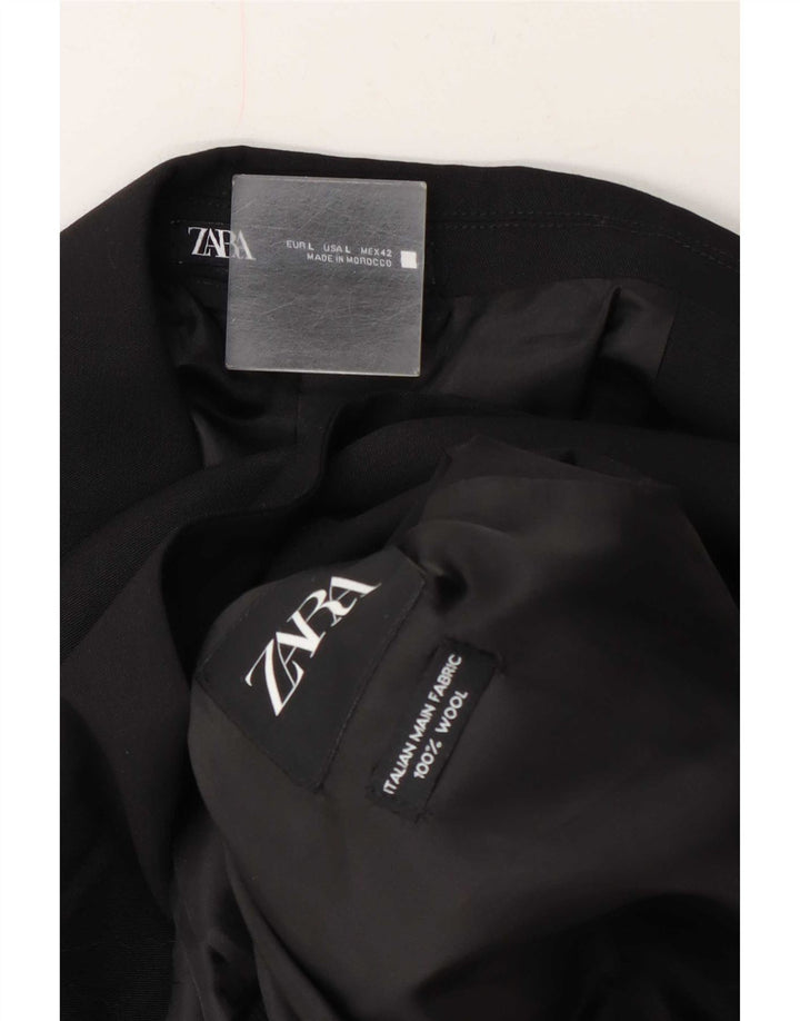 Мужской пиджак Zara на 2 пуговицах UK 40, большая черная шерсть
