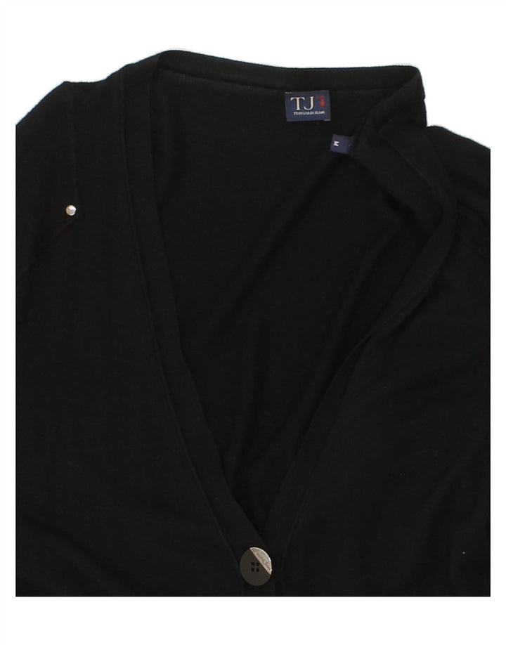 TRUSSARDI Womens Longline Cardigan Sweater UK 14 Medium Black Viscose Vintage Trussardi and Second-Hand Trussardi from Messina Hembry 