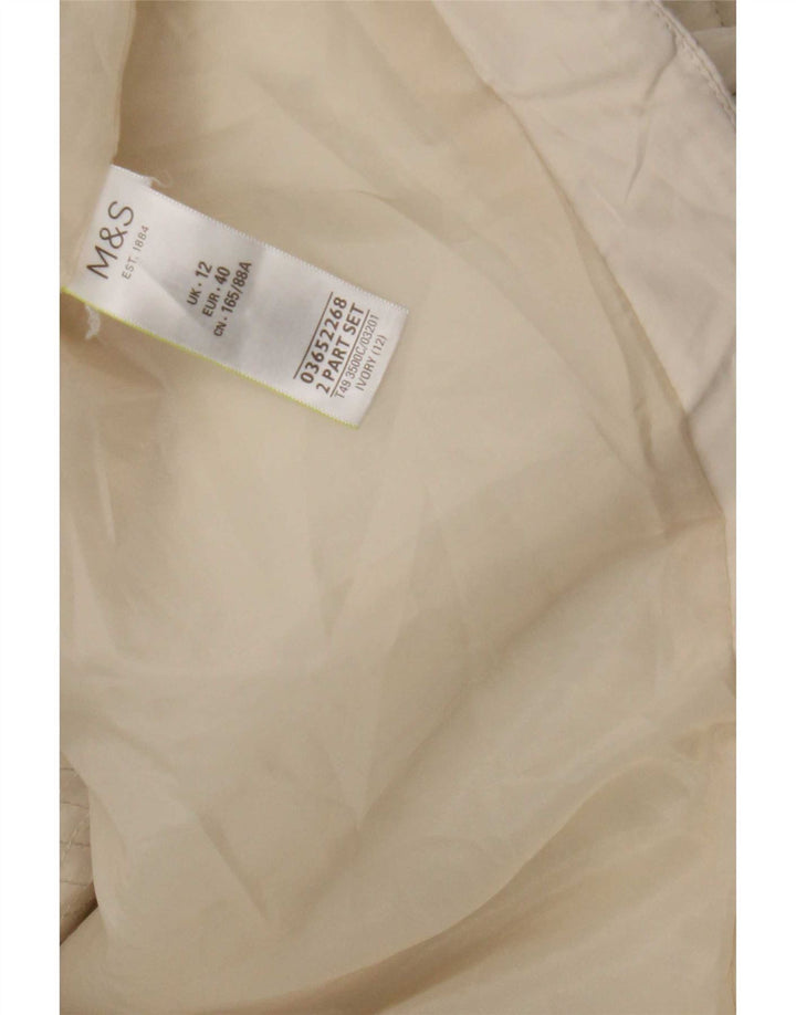 Женская стеганая куртка с капюшоном Marks & Spencer UK 12, средний белый полиэстер