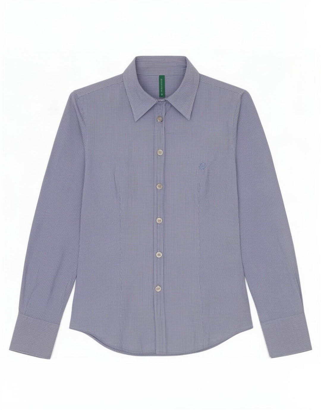 Женская рубашка Benetton UK 10, маленькая синяя клетка
