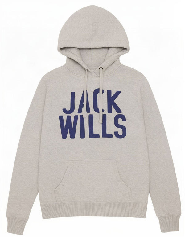 Jack Wills Womens Graphic Hoodie Jumper UK 12 Medium Grey Cotton