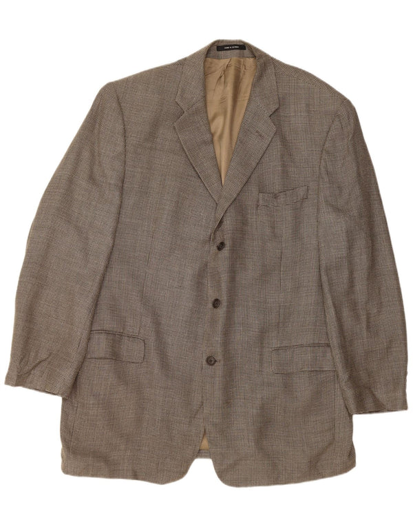 Мужской пиджак с 3 пуговицами CALVIN KLEIN, размер 46 XL, серый шелк в клетку