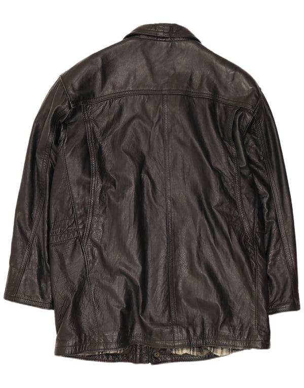 Мужская кожаная куртка FLORENCE UK 40, большая черная кожаная