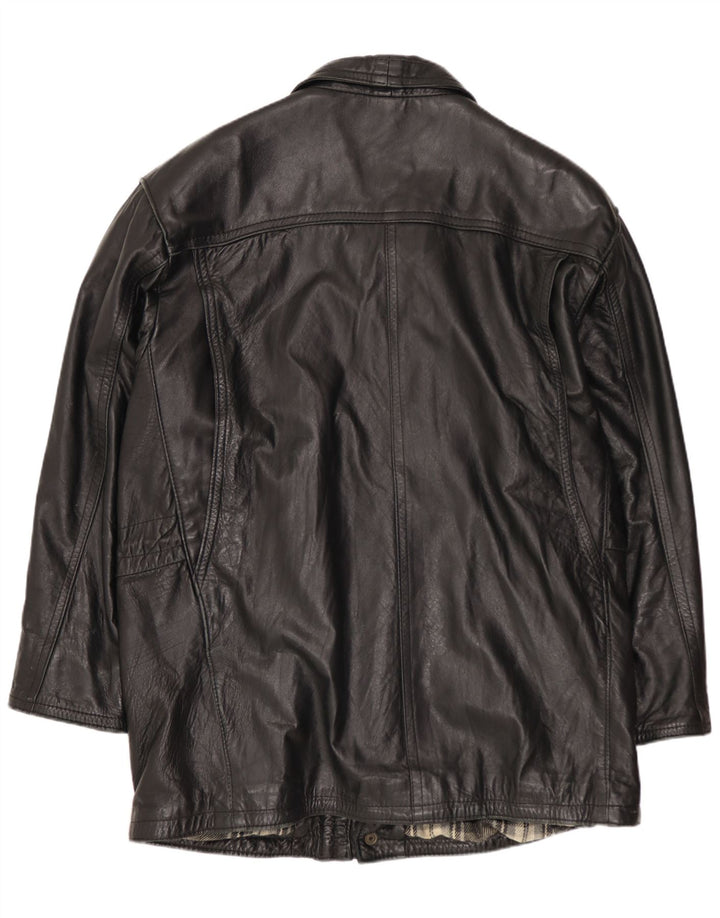 Мужская кожаная куртка FLORENCE UK 40, большая черная кожаная