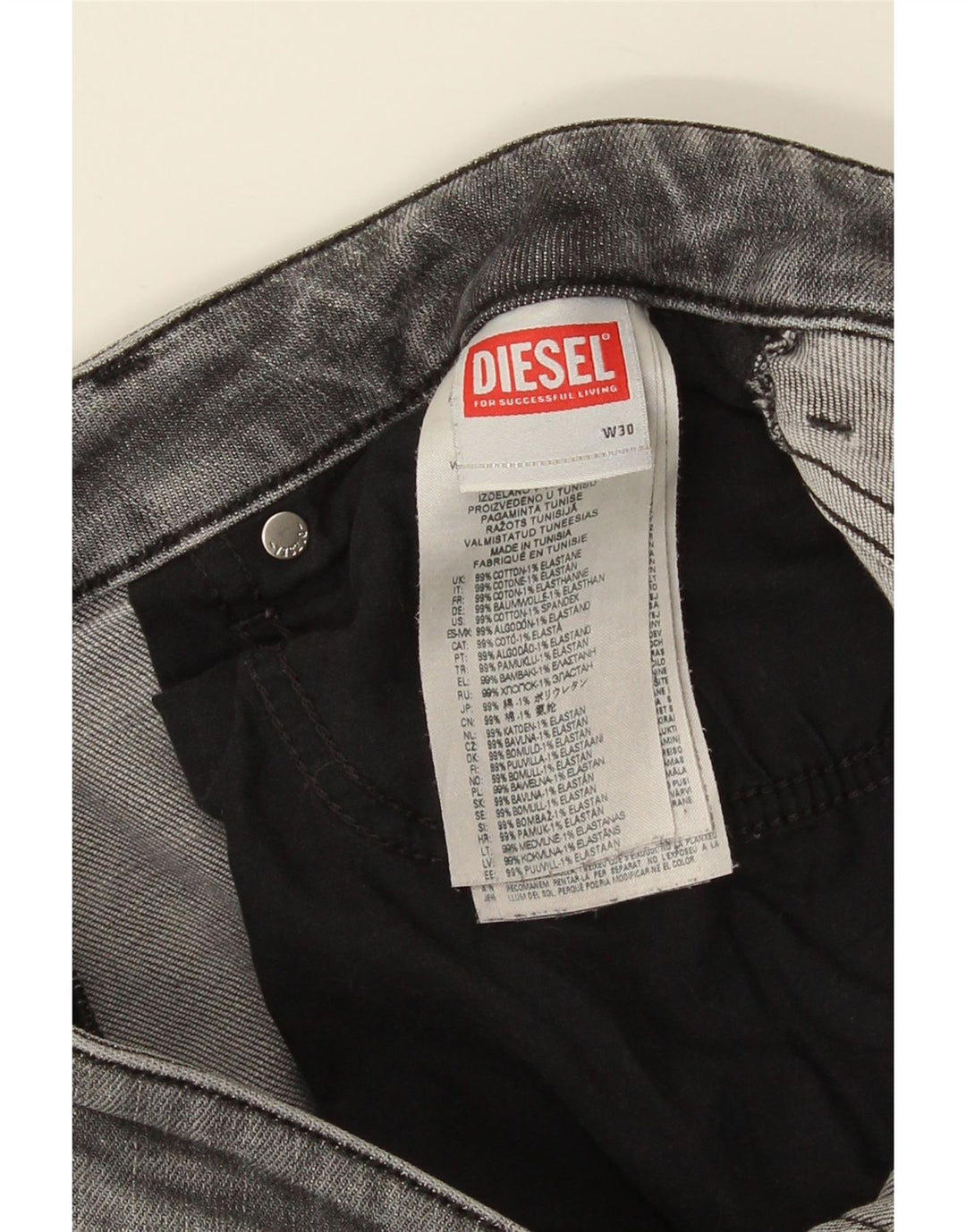 Мужские узкие джинсы Diesel W30 L31, серый хлопок