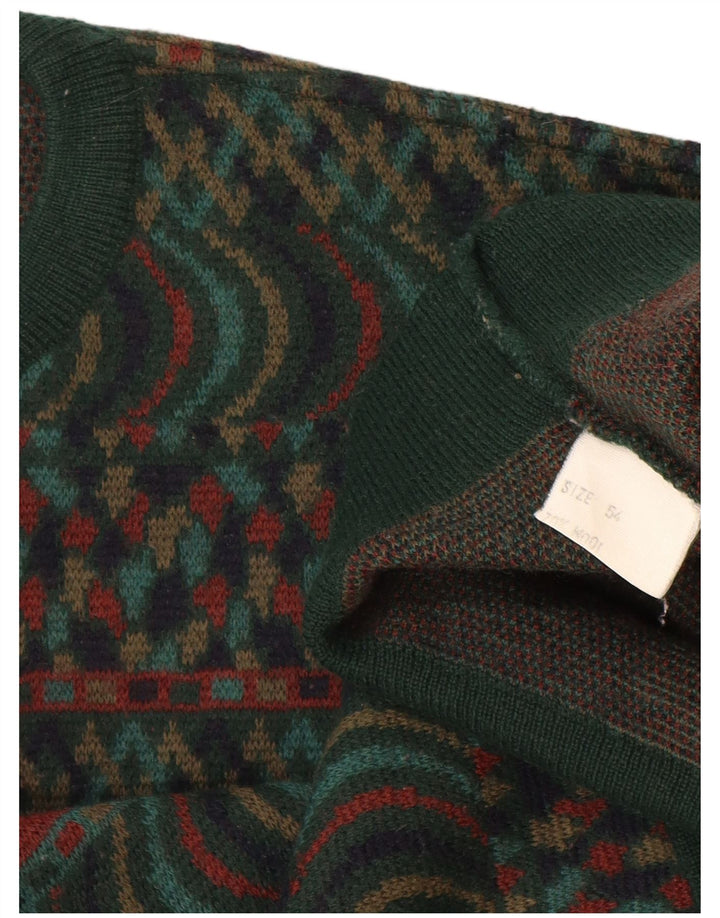 Мужской джемпер с круглым вырезом VINTAGE IT 54 XL, зеленый шерсть Fair Isle