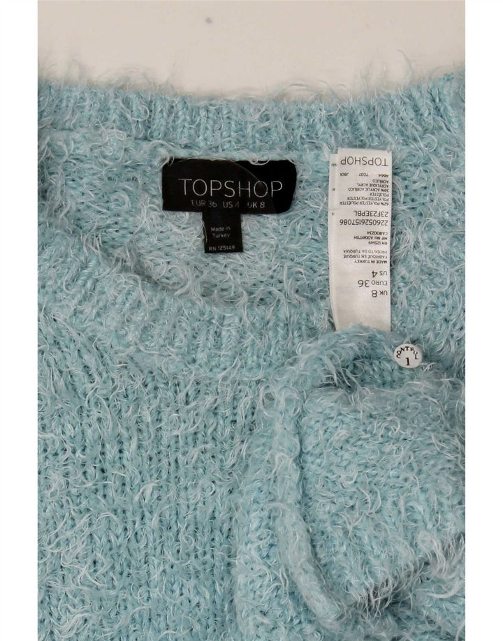Женский укороченный джемпер с круглым вырезом Topshop UK 8, маленький синий полиэстер