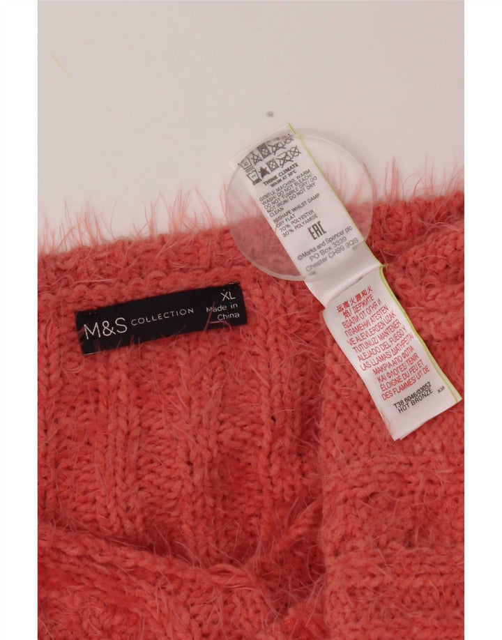 Женский джемпер с v-образным вырезом Marks & Spencer UK 18 XL оранжевый полиэстер