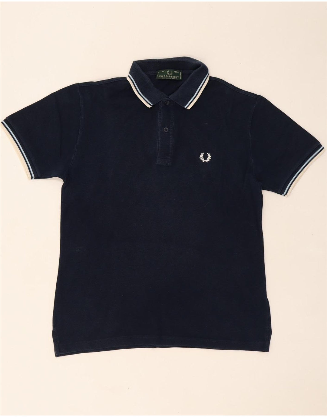 Мужская рубашка поло FRED PERRY среднего размера, темно-синяя, хлопковая