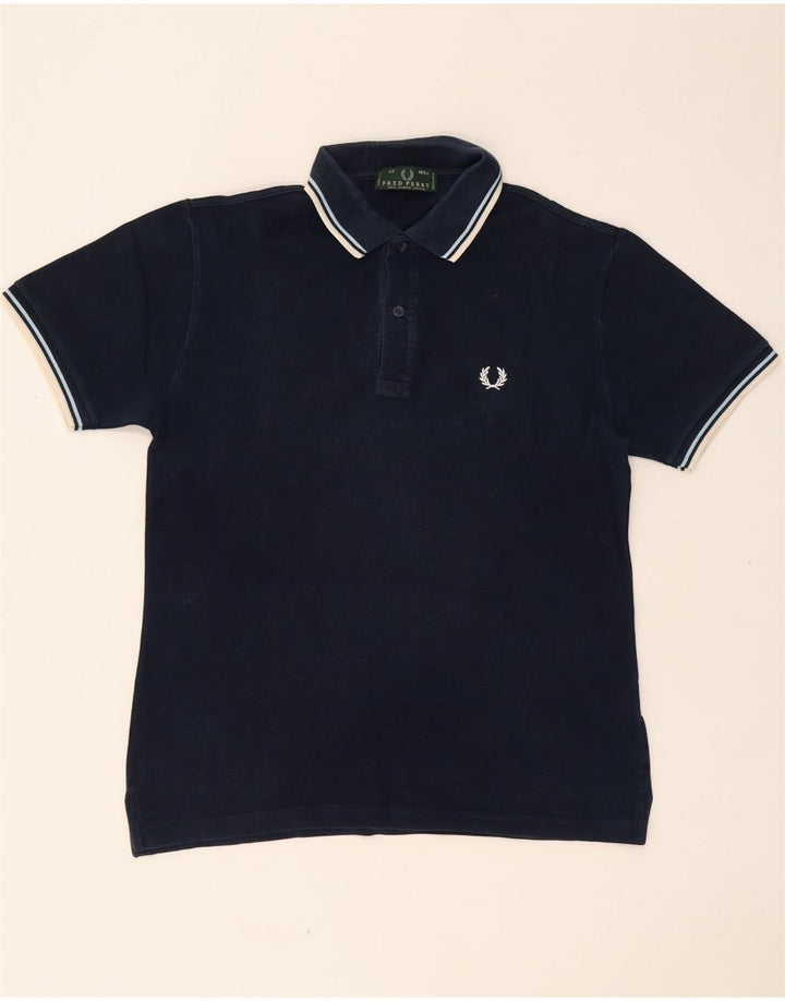 Мужская рубашка поло FRED PERRY среднего размера, темно-синяя, хлопковая