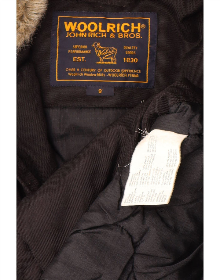 Мужская парка Woolrich с капюшоном, Великобритания 36, маленький черный полиэстер
