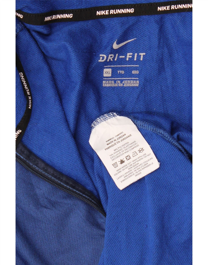 Мужской пуловер с воротником на молнии NIKE Dri Fit 2XL, синий полиэстер