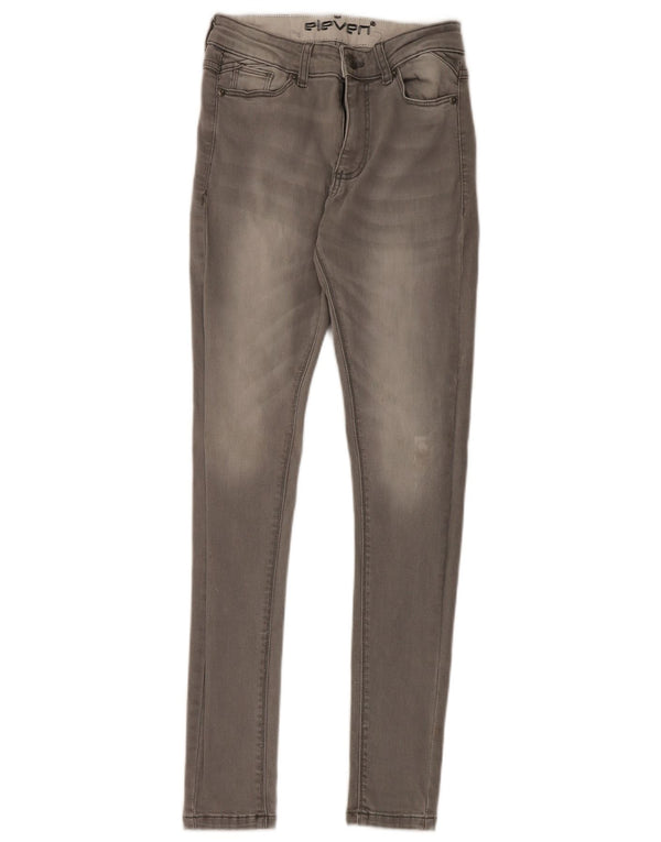 Eleven Degrees Womens Skinny Jeans W28 L30 Grey Cotton