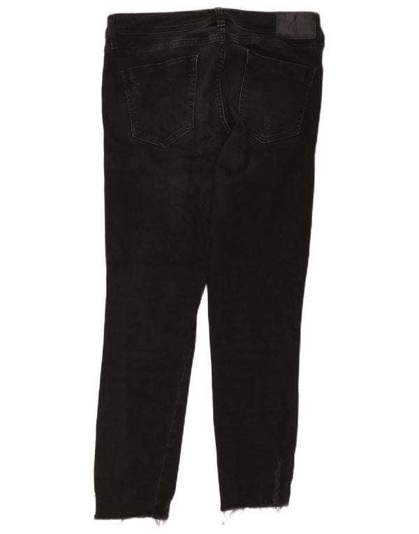 Женские потертые узкие джинсы Zara EU 38, маленькие W28 L26, черный хлопок
