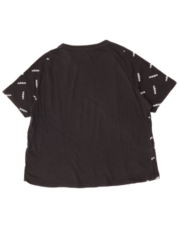 Женская футболка с рисунком Adidas Top UK 16/18, большой черный хлопок