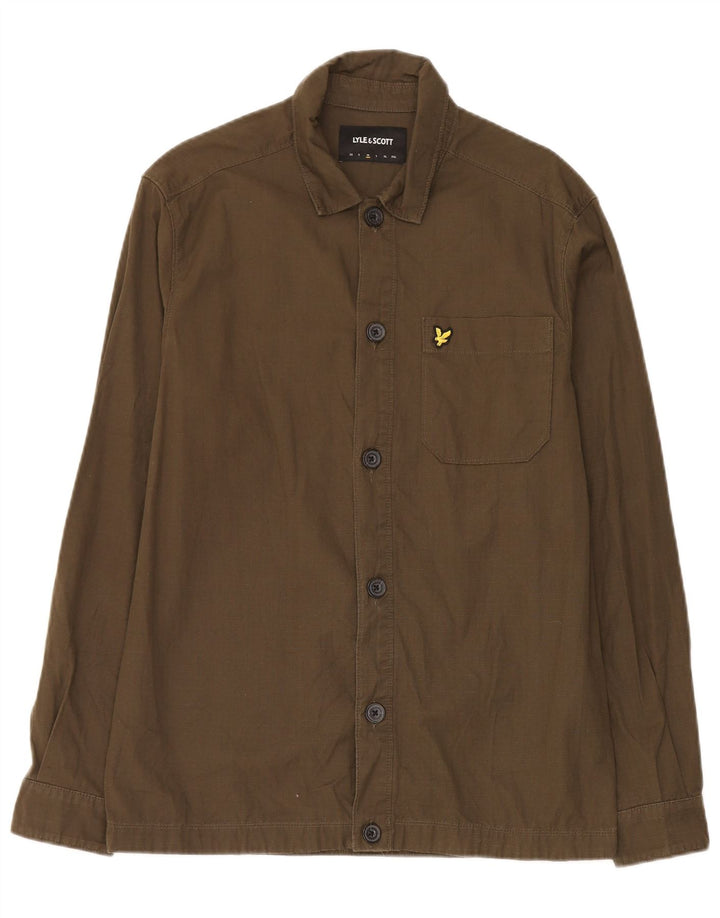 Мужская рубашка Lyle & Scott из хлопка среднего цвета хаки
