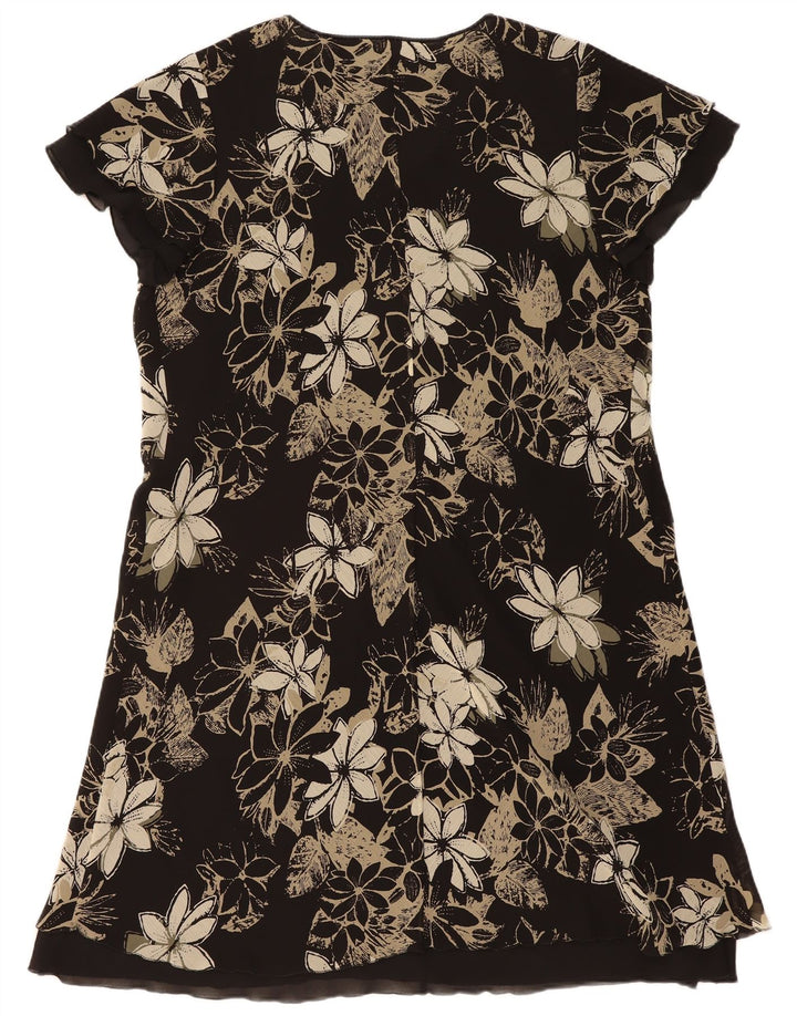 JACQUES VERT Womens A-Line Dress UK 22 3XL Black Floral Polyester