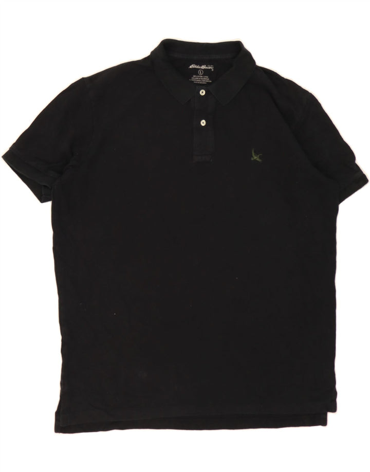 EDDIE BAUER Mens Polo Shirt Large Black Cotton Vintage Eddie Bauer and Second-Hand Eddie Bauer from Messina Hembry 