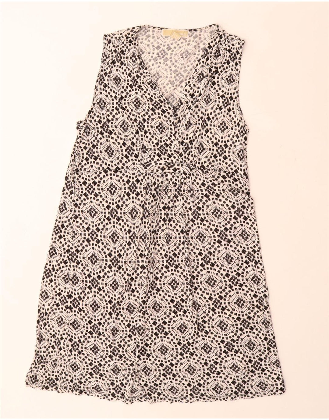 Женское платье трапециевидной формы без рукавов MICHAEL KORS UK 18 XL, черный вискоза с цветочным принтом